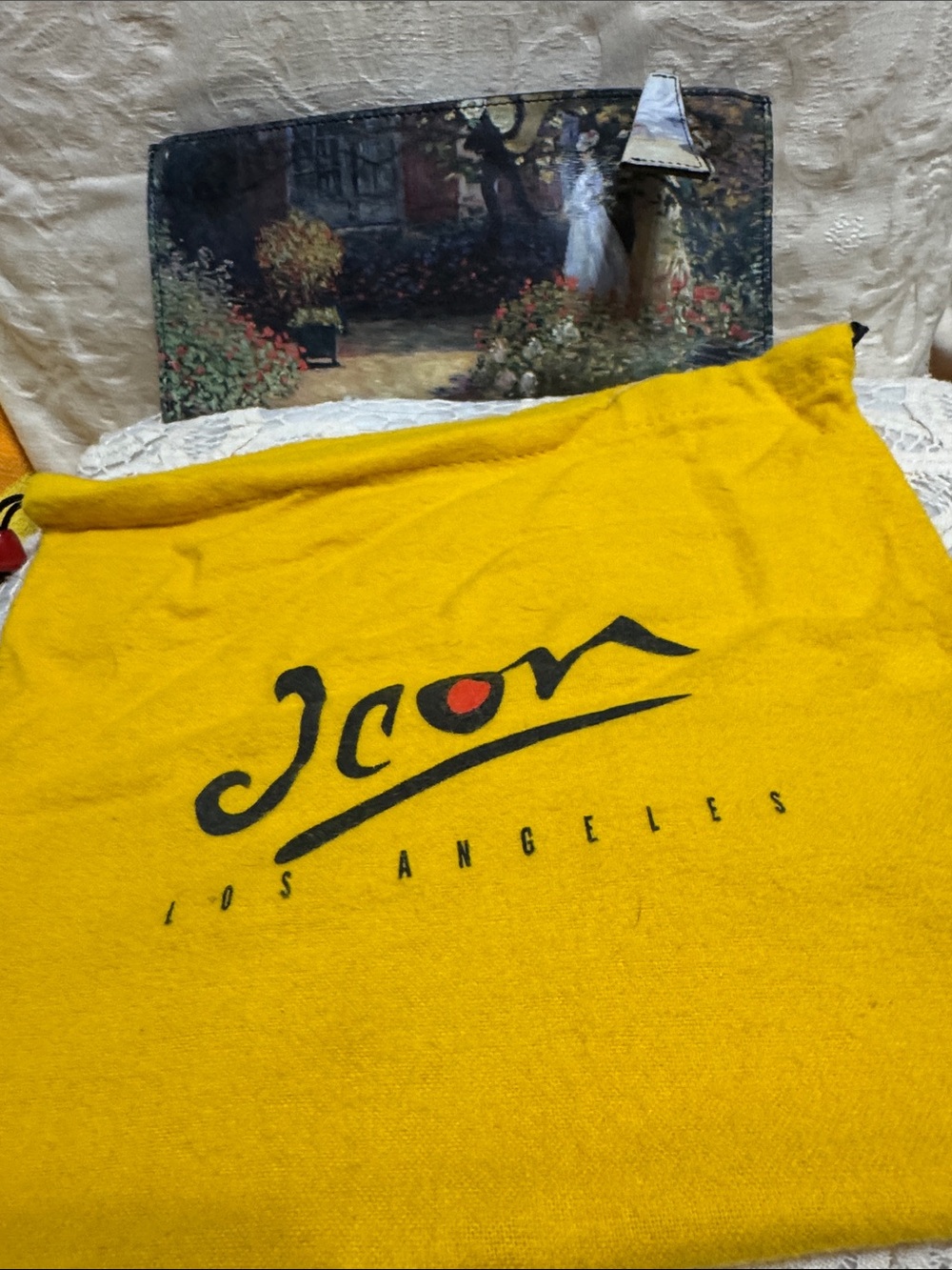 ICON Bright Yellow Drawstring Dust Pouch with Black Logo - Picture 2 of 2